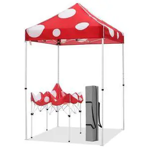 5x5 Pop Up Canopy Tent Instant Outdoor Canopy Easy Set-up Straight Leg Folding Shelter, Red Mushroom 5x5 Pop Up Canopy Tent Instant Outdoor Canopy Easy Set-up Straight Leg Folding Shelter, Red Mushroom