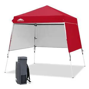 Day Tripper 8x8 Aluminum Super-Lightweight Slant Leg Pop Up Canopy with 3 Removable Walls, Instant Outdoor Backpack Canopy Tent, Outside Beach Folding Sun Shelter, 8x8 Base 6x6 Top, Red Day Tripper 8x8 Aluminum Super-Lightweight Slant Leg Pop Up Canopy with 3 Removable Walls, Instant Outdoor Backpack Canopy Tent, Outside Beach Folding Sun Shelter, 8x8 Base 6x6 Top, Red