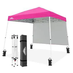 10x10 Pop Up Canopy Tent with Sidewall, Compact, Portable Slant Leg Instant Sun Shelter for Beach, Sports, & Camping, 10x10 Base 8x8 Top, Pink 10x10 Pop Up Canopy Tent with Sidewall, Compact, Portable Slant Leg Instant Sun Shelter for Beach, Sports, & Camping, 10x10 Base 8x8 Top, Pink