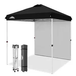 Commercial Canopy 6.6x6.6 Pop Up Canopy Tent with 1 Sidewall, Easy Setup Heavy Duty Instant Event Shelter for Vendors & Markets, Outdoor Sun Shade, Black Commercial Canopy 6.6x6.6 Pop Up Canopy Tent with 1 Sidewall, Easy Setup Heavy Duty Instant Event Shelter for Vendors & Markets, Outdoor Sun Shade, Black