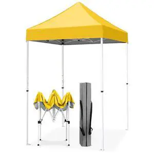 5x5 Pop Up Canopy Tent Instant Outdoor Canopy Easy Set-up Straight Leg Folding Shelter, Yellow 5x5 Pop Up Canopy Tent Instant Outdoor Canopy Easy Set-up Straight Leg Folding Shelter, Yellow