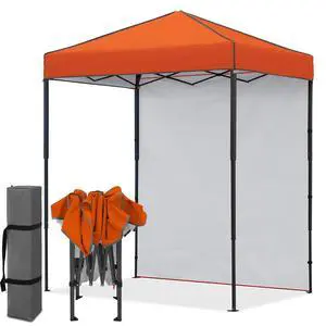 6x4 Instant Pop Up Canopy Tent with 1 Side Wall Panel, Straight Leg Sun Shelter, Portable Canopy with Carry Bag for Camping, Beach & Sports, Orange 6x4 Instant Pop Up Canopy Tent with 1 Side Wall Panel, Straight Leg Sun Shelter, Portable Canopy with Carry Bag for Camping, Beach & Sports, Orange