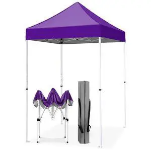 5x5 Pop Up Canopy Tent Instant Outdoor Canopy Easy Set-up Straight Leg Folding Shelter, Purple 5x5 Pop Up Canopy Tent Instant Outdoor Canopy Easy Set-up Straight Leg Folding Shelter, Purple