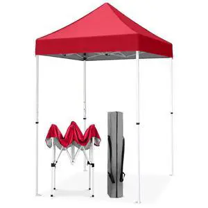 5x5 Pop Up Canopy Tent Instant Outdoor Canopy Easy Set-up Straight Leg Folding Shelter, Red 5x5 Pop Up Canopy Tent Instant Outdoor Canopy Easy Set-up Straight Leg Folding Shelter, Red