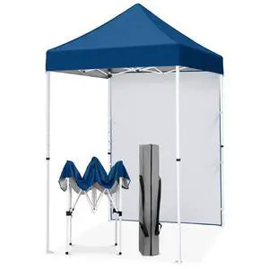Pop up Canopy 5x5, Outdoor Portable Canopy Tent with One Removable Sunwall, Carry Bag Included, Dark Blue Pop up Canopy 5x5, Outdoor Portable Canopy Tent with One Removable Sunwall, Carry Bag Included, Dark Blue