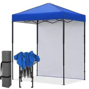 6x4 Instant Pop Up Canopy Tent with 1 Side Wall Panel, Straight Leg Sun Shelter, Portable Canopy with Carry Bag for Camping, Beach & Sports, Blue 6x4 Instant Pop Up Canopy Tent with 1 Side Wall Panel, Straight Leg Sun Shelter, Portable Canopy with Carry Bag for Camping, Beach & Sports, Blue