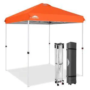 Pop Up Canopy Tent with Wheeled Carry Bag, 8 Stakes, 4 Ropes, Easy Set Up Tent Canopy, 6.6x6.6 ft, Orange Pop Up Canopy Tent with Wheeled Carry Bag, 8 Stakes, 4 Ropes, Easy Set Up Tent Canopy, 6.6x6.6 ft, Orange