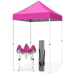 5x5 Pop Up Canopy Tent Instant Outdoor Canopy Easy Set-up Straight Leg Folding Shelter, Pink 5x5 Pop Up Canopy Tent Instant Outdoor Canopy Easy Set-up Straight Leg Folding Shelter, Pink