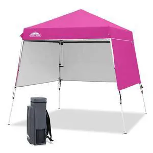 Day Tripper 8x8 Aluminum Super-Lightweight Slant Leg Pop Up Canopy with 3 Removable Walls, Instant Outdoor Backpack Canopy Tent, Outside Beach Folding Sun Shelter, 8x8 Base 6x6 Top, Pink Day Tripper 8x8 Aluminum Super-Lightweight Slant Leg Pop Up Canopy with 3 Removable Walls, Instant Outdoor Backpack Canopy Tent, Outside Beach Folding Sun Shelter, 8x8 Base 6x6 Top, Pink
