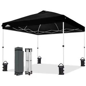 10x10 Commercial Pop Up Canopy Tent, Easy 1-Person Setup, Black | Anti-Pooling Umbrella-Rib Roof, Vented Top, Wheeled Bag & Anchor Kit 10x10 Commercial Pop Up Canopy Tent, Easy 1-Person Setup, Black | Anti-Pooling Umbrella-Rib Roof, Vented Top, Wheeled Bag & Anchor Kit