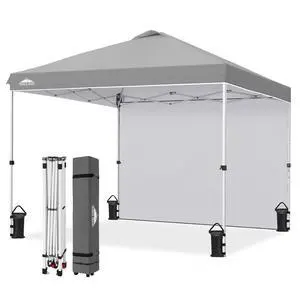 Commercial Canopy 10x10 Pop Up Canopy Tent with 1 Sidewall, Easy Setup Heavy Duty Instant Event Shelter for Vendors & Markets, Outdoor Sun Shade, Light Gray Commercial Canopy 10x10 Pop Up Canopy Tent with 1 Sidewall, Easy Setup Heavy Duty Instant Event Shelter for Vendors & Markets, Outdoor Sun Shade, Light Gray