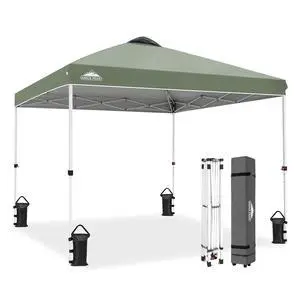 Pop Up Canopy Tent with Wheeled Carry Bag, 8 Stakes, 4 Ropes, 4 Weight Bags, Easy Set Up Tent Canopy, 10x10 ft, 100sqft of Shade, Sage Green Pop Up Canopy Tent with Wheeled Carry Bag, 8 Stakes, 4 Ropes, 4 Weight Bags, Easy Set Up Tent Canopy, 10x10 ft, 100sqft of Shade, Sage Green