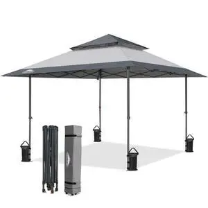 13x13 Straight Leg Pop Up Canopy Tent Instant Outdoor Canopy Easy Single Person Set up Folding Shelter w/Auto Extending Eaves 169 Square Feet of Shade (Light Gray) 13x13 Straight Leg Pop Up Canopy Tent Instant Outdoor Canopy Easy Single Person Set up Folding Shelter w/Auto Extending Eaves 169 Square Feet of Shade (Light Gray)