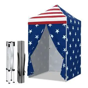 5x5 Instant Canopy with 4-Side Wall Panels, Small Pop up Portable Canopy Tent with Carry Bag, Light Weight Sun Shelter for Sports, Camping and Beach, American Flag 5x5 Instant Canopy with 4-Side Wall Panels, Small Pop up Portable Canopy Tent with Carry Bag, Light Weight Sun Shelter for Sports, Camping and Beach, American Flag
