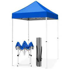 5x5 Pop Up Canopy Tent Instant Outdoor Canopy Easy Set-up Straight Leg Folding Shelter, Blue 5x5 Pop Up Canopy Tent Instant Outdoor Canopy Easy Set-up Straight Leg Folding Shelter, Blue