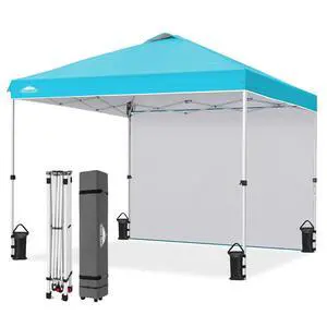 Commercial Canopy 10x10 Pop Up Canopy Tent with 1 Sidewall, Easy Setup Heavy Duty Instant Event Shelter for Vendors & Markets, Outdoor Sun Shade, Light Blue Commercial Canopy 10x10 Pop Up Canopy Tent with 1 Sidewall, Easy Setup Heavy Duty Instant Event Shelter for Vendors & Markets, Outdoor Sun Shade, Light Blue