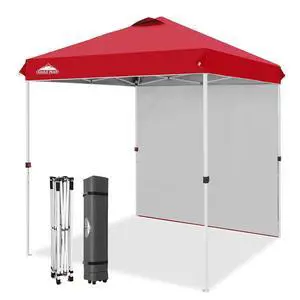 Commercial Canopy 6.6x6.6 Pop Up Canopy Tent with 1 Sidewall, Easy Setup Heavy Duty Instant Event Shelter for Vendors & Markets, Outdoor Sun Shade, Red Commercial Canopy 6.6x6.6 Pop Up Canopy Tent with 1 Sidewall, Easy Setup Heavy Duty Instant Event Shelter for Vendors & Markets, Outdoor Sun Shade, Red