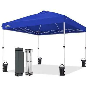 10x10 Commercial Pop Up Canopy Tent, Easy 1-Person Setup, Blue | Anti-Pooling Umbrella-Rib Roof, Vented Top, Wheeled Bag & Anchor Kit 10x10 Commercial Pop Up Canopy Tent, Easy 1-Person Setup, Blue | Anti-Pooling Umbrella-Rib Roof, Vented Top, Wheeled Bag & Anchor Kit