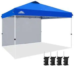 Commercial Canopy 12x12 Pop Up Canopy Tent with 1 Sidewall, Easy Setup Heavy Duty Instant Event Shelter for Vendors & Markets, Outdoor Sun Shade, Blue Commercial Canopy 12x12 Pop Up Canopy Tent with 1 Sidewall, Easy Setup Heavy Duty Instant Event Shelter for Vendors & Markets, Outdoor Sun Shade, Blue