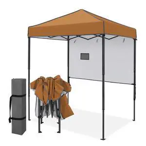 6x4 Instant Pop Up Canopy Tent with 1 Half Wall Panel, Straight Leg Sun Shelter, Portable Canopy with Carry Bag for Camping, Beach & Sports, Khaki 6x4 Instant Pop Up Canopy Tent with 1 Half Wall Panel, Straight Leg Sun Shelter, Portable Canopy with Carry Bag for Camping, Beach & Sports, Khaki