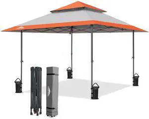 13x13 Straight Leg Pop Up Canopy Tent Instant Outdoor Canopy Easy Single Person Set up Folding Shelter w/Auto Extending Eaves 169 Square Feet of Shade (Orange) 13x13 Straight Leg Pop Up Canopy Tent Instant Outdoor Canopy Easy Single Person Set up Folding Shelter w/Auto Extending Eaves 169 Square Feet of Shade (Orange)