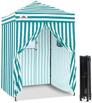 Flex Ultra Compact 5x5 Pop-up Canopy, Sun Shelter, Changing Room, Portable Privacy Tent for Pool, Fashion Photoshoots, or Camping, White/Light Blue Flex Ultra Compact 5x5 Pop-up Canopy, Sun Shelter, Changing Room, Portable Privacy Tent for Pool, Fashion Photoshoots, or Camping, White/Light Blue