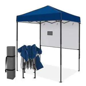 6x4 Instant Pop Up Canopy Tent with 1 Half Wall Panel, Straight Leg Sun Shelter, Portable Canopy with Carry Bag for Camping, Beach & Sports, Dark Blue 6x4 Instant Pop Up Canopy Tent with 1 Half Wall Panel, Straight Leg Sun Shelter, Portable Canopy with Carry Bag for Camping, Beach & Sports, Dark Blue