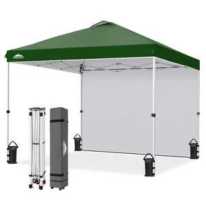Commercial Canopy 10x10 Pop Up Canopy Tent with 1 Sidewall, Easy Setup Heavy Duty Instant Event Shelter for Vendors & Markets, Outdoor Sun Shade, Green Commercial Canopy 10x10 Pop Up Canopy Tent with 1 Sidewall, Easy Setup Heavy Duty Instant Event Shelter for Vendors & Markets, Outdoor Sun Shade, Green