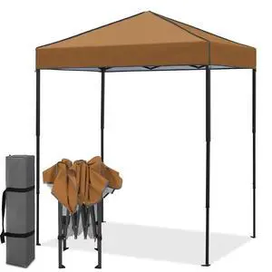 6x4 Instant Pop Up Canopy Tent, Straight Leg Sun Shelter, Portable Canopy with Carry Bag for Camping, Beach & Sports, Khaki 6x4 Instant Pop Up Canopy Tent, Straight Leg Sun Shelter, Portable Canopy with Carry Bag for Camping, Beach & Sports, Khaki