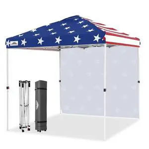 Commercial Canopy 8x8 Pop Up Canopy Tent with 1 Sidewall, Easy Setup Heavy Duty Instant Event Shelter for Vendors & Markets, Outdoor Sun Shade, American Flag Commercial Canopy 8x8 Pop Up Canopy Tent with 1 Sidewall, Easy Setup Heavy Duty Instant Event Shelter for Vendors & Markets, Outdoor Sun Shade, American Flag