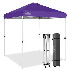 Pop Up Canopy Tent with Wheeled Carry Bag, 8 Stakes, 4 Ropes, Easy Set Up Tent Canopy, 6.6x6.6 ft, Purple Pop Up Canopy Tent with Wheeled Carry Bag, 8 Stakes, 4 Ropes, Easy Set Up Tent Canopy, 6.6x6.6 ft, Purple