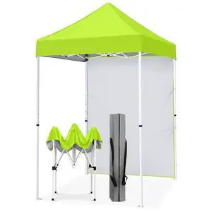 Pop up Canopy 5x5, Outdoor Portable Canopy Tent with One Removable Sunwall, Carry Bag Included, Neon Green Pop up Canopy 5x5, Outdoor Portable Canopy Tent with One Removable Sunwall, Carry Bag Included, Neon Green