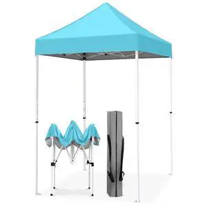 5x5 Pop Up Canopy Tent Instant Outdoor Canopy Easy Set-up Straight Leg Folding Shelter, Light Blue 5x5 Pop Up Canopy Tent Instant Outdoor Canopy Easy Set-up Straight Leg Folding Shelter, Light Blue