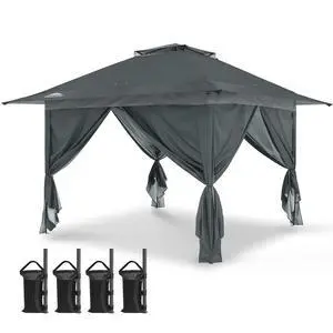 13x13 Pop Up Gazebo with 4 Wall Panels, Easy Up Canopy for Patio and Backyard, Easy Set up Outdoor Gazebo (Gray) 13x13 Pop Up Gazebo with 4 Wall Panels, Easy Up Canopy for Patio and Backyard, Easy Set up Outdoor Gazebo (Gray)