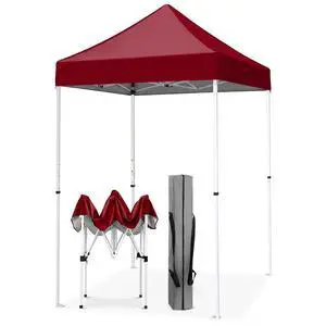 5x5 Pop Up Canopy Tent Instant Outdoor Canopy Easy Set-up Straight Leg Folding Shelter, Burgundy 5x5 Pop Up Canopy Tent Instant Outdoor Canopy Easy Set-up Straight Leg Folding Shelter, Burgundy