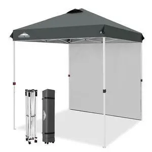 Commercial Canopy 6.6x6.6 Pop Up Canopy Tent with 1 Sidewall, Easy Setup Heavy Duty Instant Event Shelter for Vendors & Markets, Outdoor Sun Shade, Gray Commercial Canopy 6.6x6.6 Pop Up Canopy Tent with 1 Sidewall, Easy Setup Heavy Duty Instant Event Shelter for Vendors & Markets, Outdoor Sun Shade, Gray