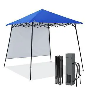 8x8 Pop Up Canopy Tent with Extended Eaves & Sidewall, Compact, Portable, Easy Setup Slant Leg Instant Shelter for Beach, Sports, & Camping, 8x8 Base 7x7 Top, Blue 8x8 Pop Up Canopy Tent with Extended Eaves & Sidewall, Compact, Portable, Easy Setup Slant Leg Instant Shelter for Beach, Sports, & Camping, 8x8 Base 7x7 Top, Blue