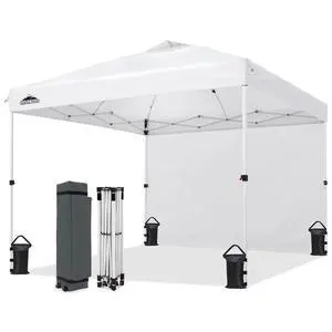 10x10 Commercial Pop Up Canopy Tent, White | Sidewall Included, Anti-Pooling Umbrella-Rib Roof, Easy 1-Person Setup, Vented Top, Wheeled Bag & Anchor Kit 10x10 Commercial Pop Up Canopy Tent, White | Sidewall Included, Anti-Pooling Umbrella-Rib Roof, Easy 1-Person Setup, Vented Top, Wheeled Bag & Anchor Kit