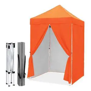 5x5 Instant Canopy with 4-Side Wall Panels, Small Pop up Portable Canopy Tent with Carry Bag, Light Weight Sun Shelter for Sports, Camping and Beach, Orange 5x5 Instant Canopy with 4-Side Wall Panels, Small Pop up Portable Canopy Tent with Carry Bag, Light Weight Sun Shelter for Sports, Camping and Beach, Orange