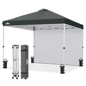 Commercial Canopy 10x10 Pop Up Canopy Tent with 1 Sidewall, Easy Setup Heavy Duty Instant Event Shelter for Vendors & Markets, Outdoor Sun Shade, Gray Commercial Canopy 10x10 Pop Up Canopy Tent with 1 Sidewall, Easy Setup Heavy Duty Instant Event Shelter for Vendors & Markets, Outdoor Sun Shade, Gray