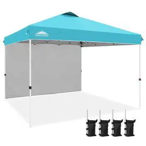 Commercial Canopy 12x12 Pop Up Canopy Tent with 1 Sidewall, Easy Setup Heavy Duty Instant Event Shelter for Vendors & Markets, Outdoor Sun Shade, Light Blue Commercial Canopy 12x12 Pop Up Canopy Tent with 1 Sidewall, Easy Setup Heavy Duty Instant Event Shelter for Vendors & Markets, Outdoor Sun Shade, Light Blue