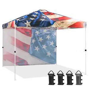 Commercial Canopy 10x10 Pop Up Canopy Tent with 1 Sidewall, Easy Setup Heavy Duty Instant Event Shelter for Vendors & Markets, Outdoor Sun Shade, Stars and Stripes Commercial Canopy 10x10 Pop Up Canopy Tent with 1 Sidewall, Easy Setup Heavy Duty Instant Event Shelter for Vendors & Markets, Outdoor Sun Shade, Stars and Stripes