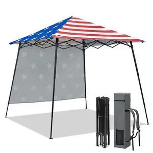 8x8 Pop Up Canopy Tent with Extended Eaves & Sidewall, Compact, Portable, Easy Setup Slant Leg Instant Shelter for Beach, Sports, & Camping, 8x8 Base 7x7 Top, American Flag 8x8 Pop Up Canopy Tent with Extended Eaves & Sidewall, Compact, Portable, Easy Setup Slant Leg Instant Shelter for Beach, Sports, & Camping, 8x8 Base 7x7 Top, American Flag