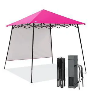 8x8 Pop Up Canopy Tent with Extended Eaves & Sidewall, Compact, Portable, Easy Setup Slant Leg Instant Shelter for Beach, Sports, & Camping, 8x8 Base 7x7 Top, Pink 8x8 Pop Up Canopy Tent with Extended Eaves & Sidewall, Compact, Portable, Easy Setup Slant Leg Instant Shelter for Beach, Sports, & Camping, 8x8 Base 7x7 Top, Pink