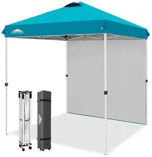 Commercial Canopy 6.6x6.6 Pop Up Canopy Tent with 1 Sidewall, Easy Setup Heavy Duty Instant Event Shelter for Vendors & Markets, Outdoor Sun Shade, Turquoise Commercial Canopy 6.6x6.6 Pop Up Canopy Tent with 1 Sidewall, Easy Setup Heavy Duty Instant Event Shelter for Vendors & Markets, Outdoor Sun Shade, Turquoise