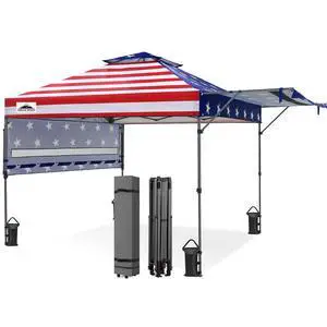 17x10 Pop up Gazebo Canopy Tent Outdoor Instant Canopy Shelter with Adjustable Dual Half Awnings (American Flag) 17x10 Pop up Gazebo Canopy Tent Outdoor Instant Canopy Shelter with Adjustable Dual Half Awnings (American Flag)