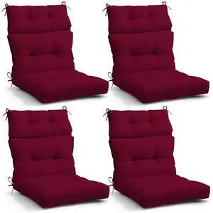 Tufted Outdoor/Indoor High Back Patio Chair Cushions, 4 Pack, 46'' x 22'', Red Purple Tufted Outdoor/Indoor High Back Patio Chair Cushions, 4 Pack, 46'' x 22'', Red Purple
