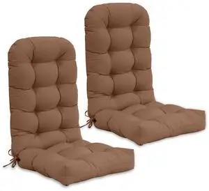 High Back Adirondack Chair Cushions, 5" Thick Non Slip Tufted Cushion for Outdoor Patio Rocking Chairs, 49x20x5 in, 2 Pack, Mocha High Back Adirondack Chair Cushions, 5" Thick Non Slip Tufted Cushion for Outdoor Patio Rocking Chairs, 49x20x5 in, 2 Pack, Mocha
