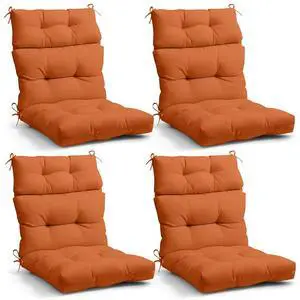 Tufted Outdoor/Indoor High Back Patio Chair Cushions, 4 Pack, 46'' x 22'', Burnt Orange Tufted Outdoor/Indoor High Back Patio Chair Cushions, 4 Pack, 46'' x 22'', Burnt Orange