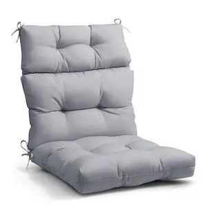 Tufted Outdoor/Indoor High Back Patio Chair Cushion, 1 Pack, 46'' x 22'', Light Gray Tufted Outdoor/Indoor High Back Patio Chair Cushion, 1 Pack, 46'' x 22'', Light Gray